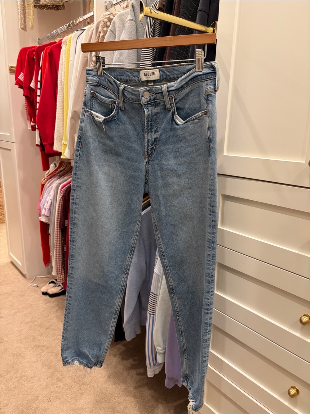 Agolde Boyfriend Jeans in Light Blue Wash